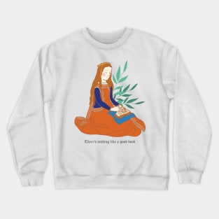 Cute and Colorful medieval Woman Reading Crewneck Sweatshirt